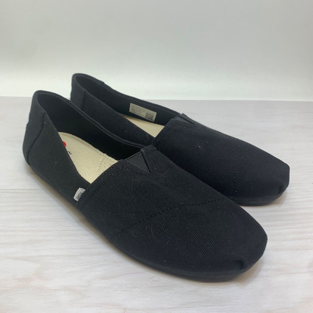 Womens TOMS Canvas Slip On Black Comfort Classic Lightweight  US Size 10